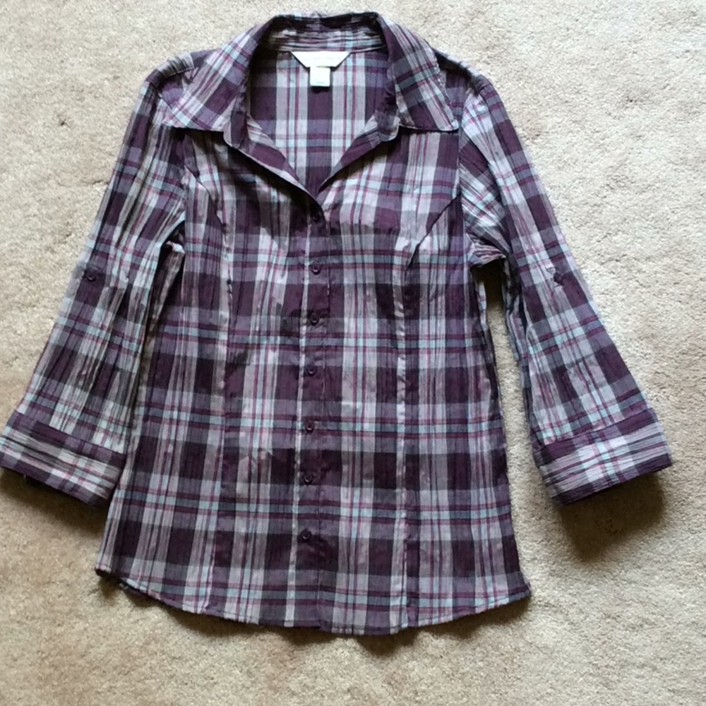 Christopher & Banks krinkle button shirt